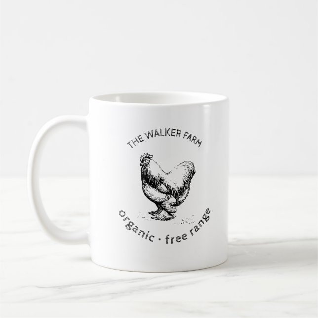 rustic chicken farmhouse monogram coffee mug (Left)