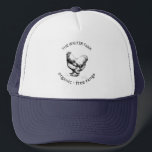 rustic chicken farmhouse monogram trucker hat<br><div class="desc">Upgrade your homestead or family farm with this beautiful vintage egg carton sticker that coffee stain circle with chicken illustration. Customize with your own family name and be sure to check out our store for more items from this collection and choose between different colors that suit your needs.</div>