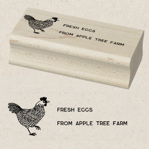 Rustic Chicken Fresh Eggs Farm Name Rubber Stamp