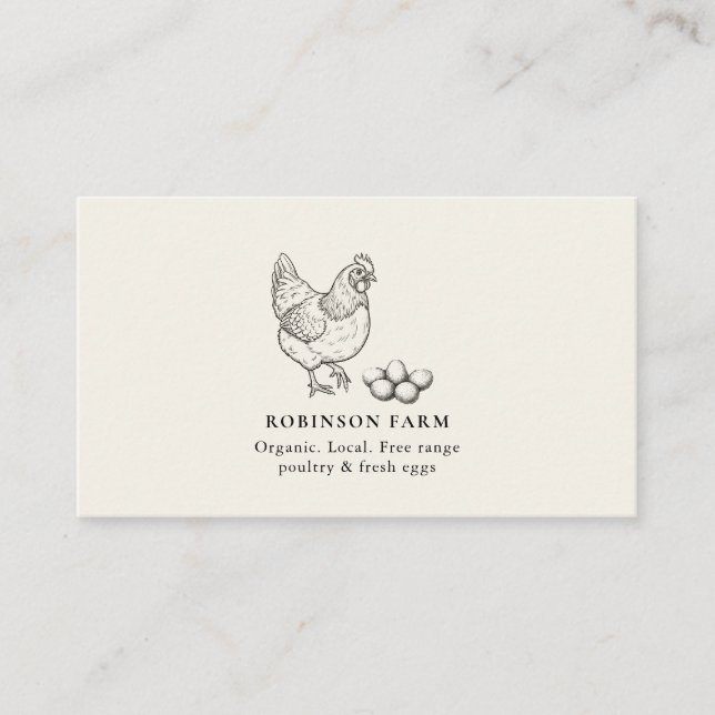Rustic Chicken Fresh eggs Illustration Farmer  Business Card (Front)