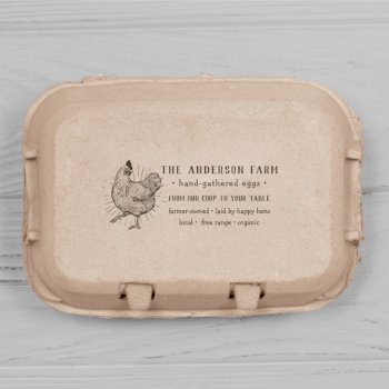 Rustic Chicken & Hand Written Type | Fresh Eggs Self-inking Stamp by Cali_Graphics at Zazzle