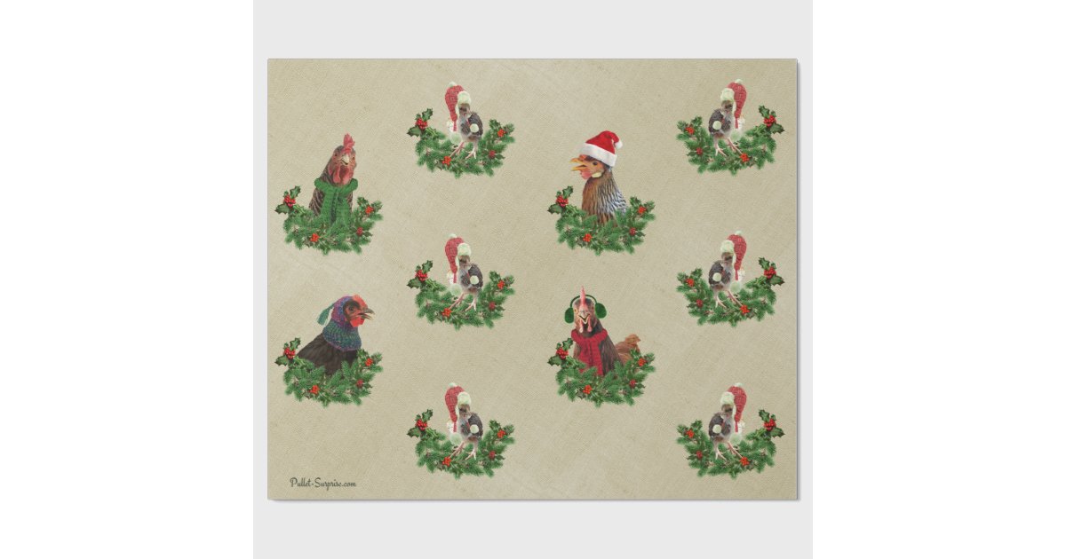 Rustic Chicken Holiday Wrapping Paper Zazzle