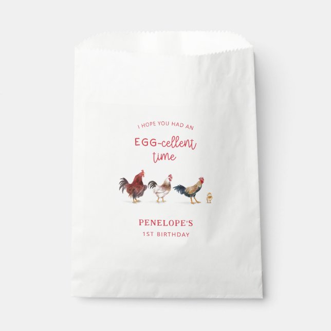 Rustic Chicken Kids Birthday Party Favor Bag (Front)