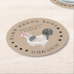Rustic Chicken Kraft Egg Carton Round Paper Coaster<br><div class="desc">Elevate your farm business with a personalized coaster which can also be used as a promotional material in mailing. Farmhouse style with a chicken illustration holding important notes on your produce and your business info in a sans serif font. Visit our store for more items in this collection and do...</div>