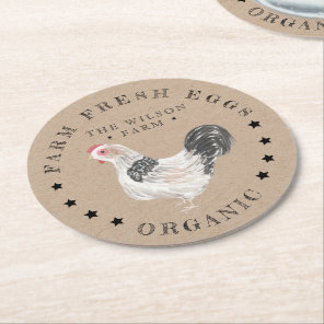 Rustic Chicken Kraft Egg Carton Round Paper Coaster