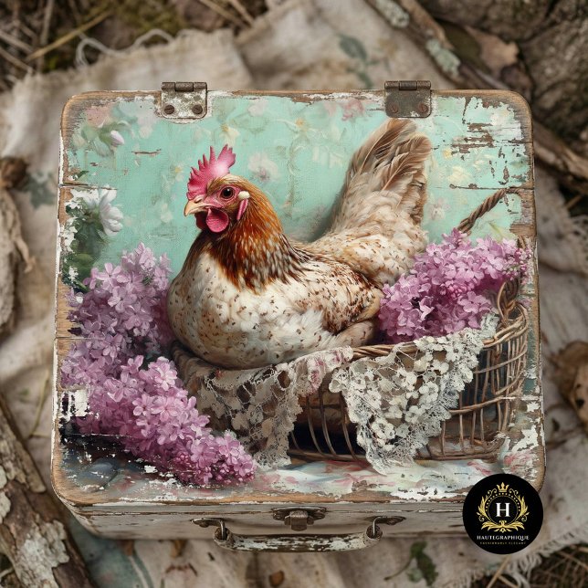 Rustic Chicken Lilac Blossoms Lace Decoupage Tissue Paper (Creator Uploaded)