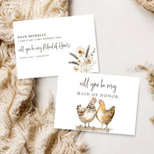 Rustic Chicken Maid of Honor Proposal Card