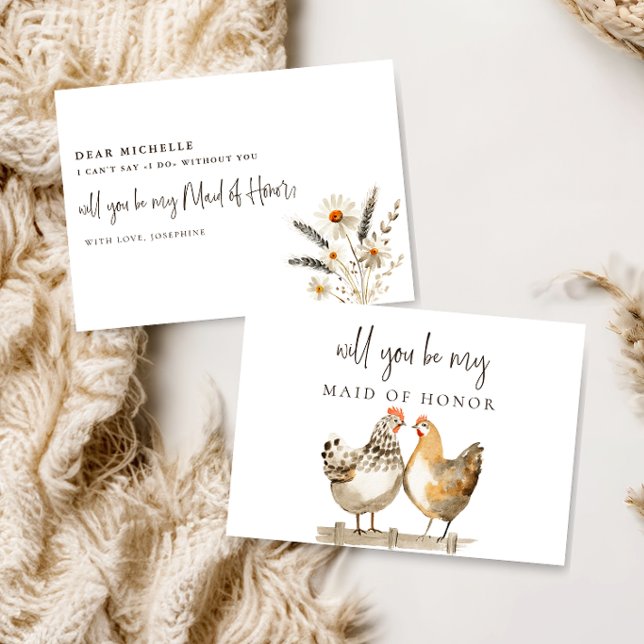 Rustic Chicken Maid of Honor Proposal Card (Creator Uploaded)