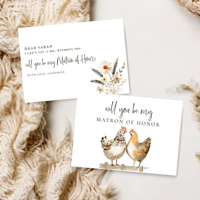 Rustic Chicken Matron of Honor Proposal Card (Creator Uploaded)