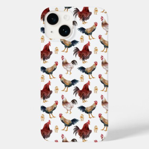 Rustic Chicken Pattern Case_Mate iPhone 14 Case