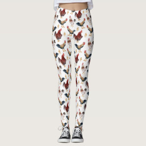 Rustic Chicken Pattern Leggings