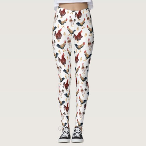 Rustic Chicken Pattern Leggings