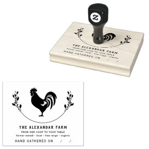 Rustic Chicken Personalized Egg Carton Rubber Stamp