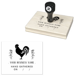 Rustic Chicken Personalized Egg Carton Rubber Stamp