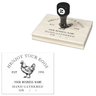 Rustic Chicken Personalized Egg Carton Rubber Stamp