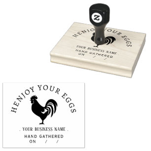 Rustic Chicken Personalized Egg Carton Rubber Stamp
