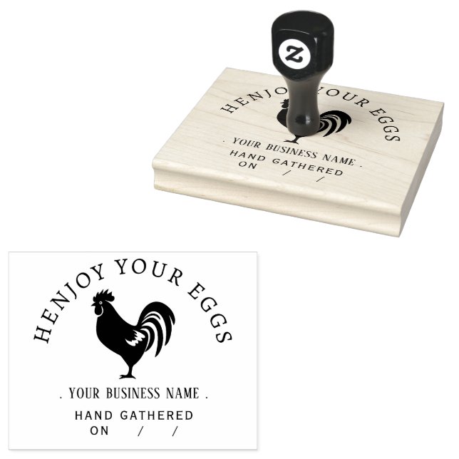 Rustic Chicken Personalized Egg Carton Rubber Stamp (Stamped)