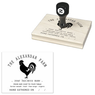 Rustic Chicken Personalized Egg Carton Rubber Stamp