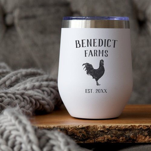 Rustic Chicken Personalized Farm Name Thermal Wine Tumbler