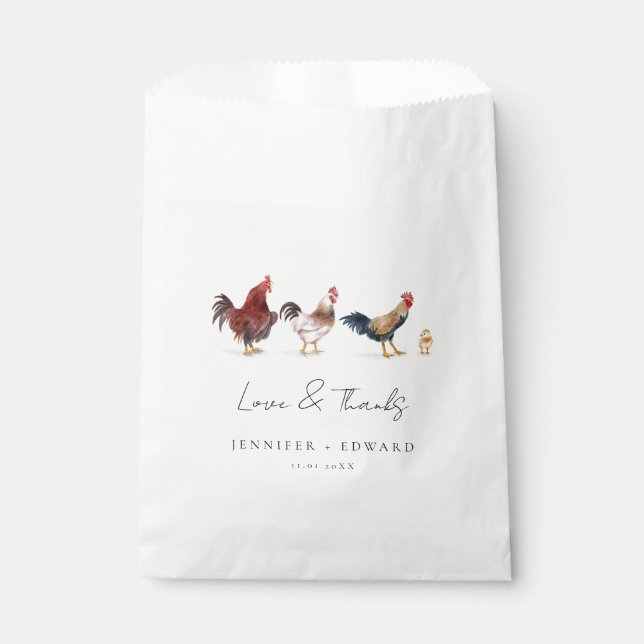 Rustic Chicken Rooster Wedding Favor Bag (Front)