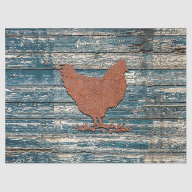 Rustic Chicken (Rusty) Tissue Paper (Front)