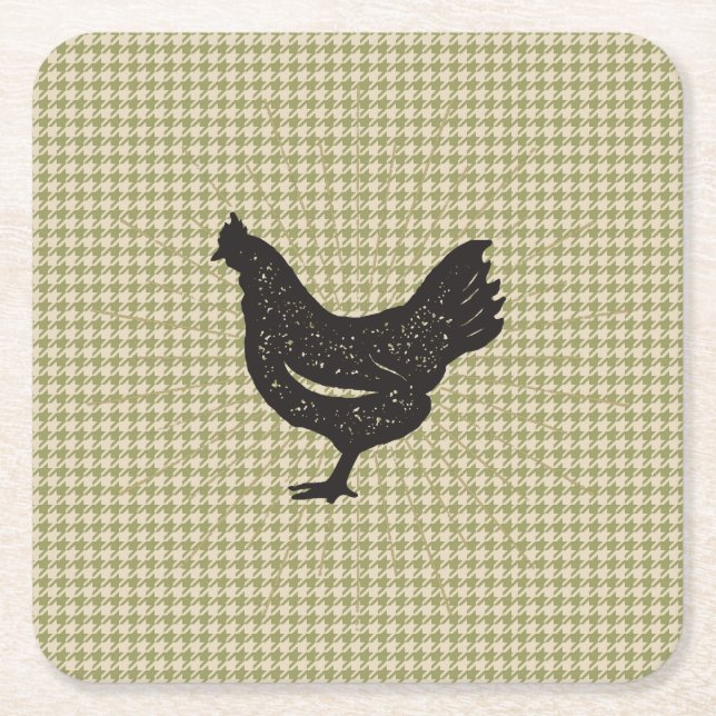 Rustic Chicken Silhouette  Coaster (Front)