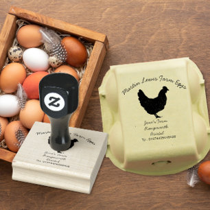 Rustic Chicken Silhouette Custom Farm Egg Box Rubber Stamp
