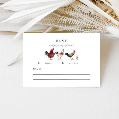 Rustic Chicken Wedding RSVP Card
