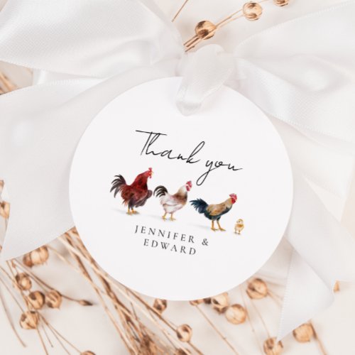 Rustic Chicken Wedding Thank You Favor Tags