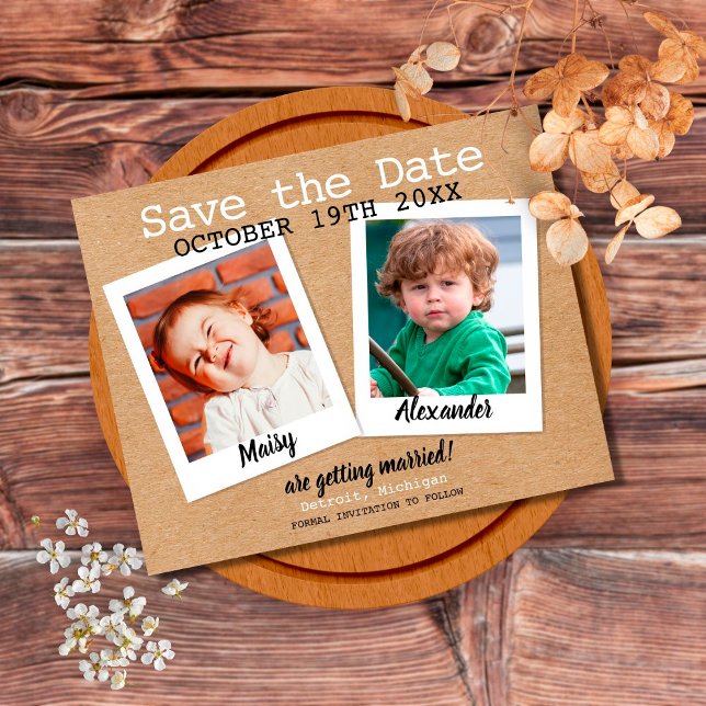 Rustic Childhood Photos Save The Date (Creator Uploaded)