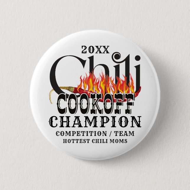 Rustic Chili Cook Off Team Contest Winner Champion Button (Front)