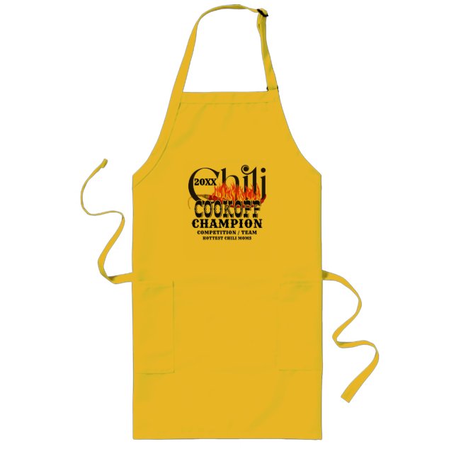 Rustic Chili Cook Off Team Contest Winner Champion Long Apron (Front)