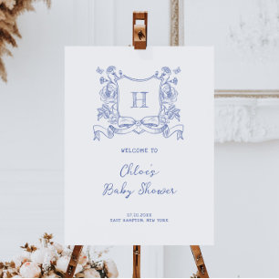 Rustic Chinoiserie Bow Crest Baby Shower Welcome Foam Board