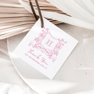 Rustic Chinoiserie Bow Floral Crest Baby Shower Favor Tags