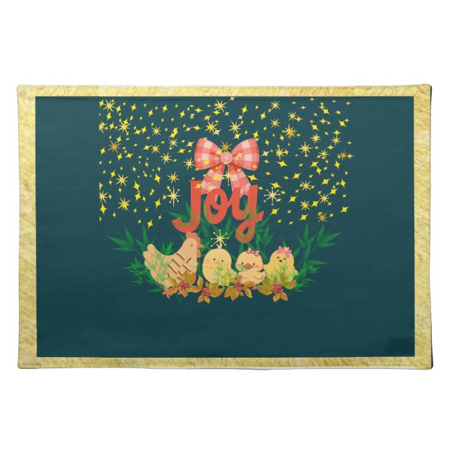 Rustic Chiristmas Chicken Festive Cloth Placemat (Front)
