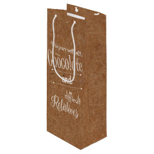 Rustic Chocolate And Wine Bottle Party Wine Gift Bag