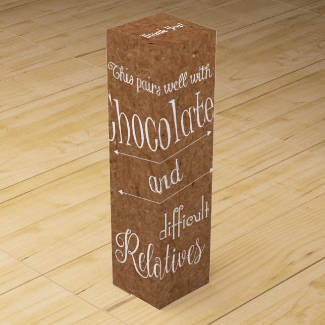 Rustic Chocolate And Wine Tasting Party Wine Gift Box (Front)