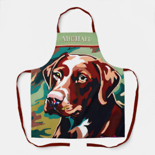 Rustic Chocolate Lab on Camo Apron