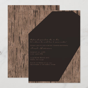 Rustic Chocolate Rose Wood Modern Bridal Shower Invitation