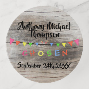 Rustic Chosen - Adopted -Banners Custom Name-Date Trinket Tray