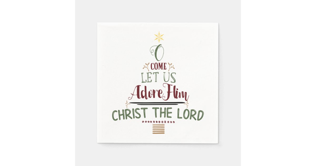 Rustic Christian Christmas Carol Typography Napkins | Zazzle