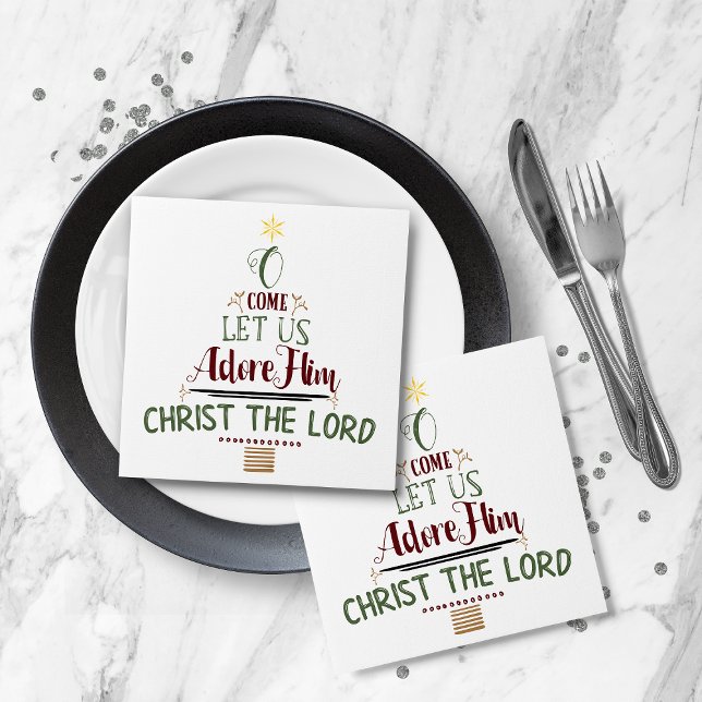 Rustic Christian Christmas Carol Typography Napkins (Rustic Christian Christmas Carol Typography Napkins)