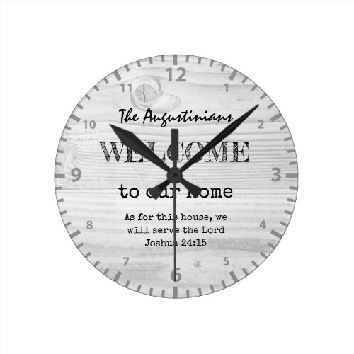 Rustic Christian WELCOME Round Clock