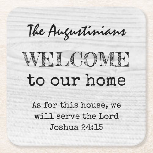Rustic Christian WELCOME Square Paper Coaster