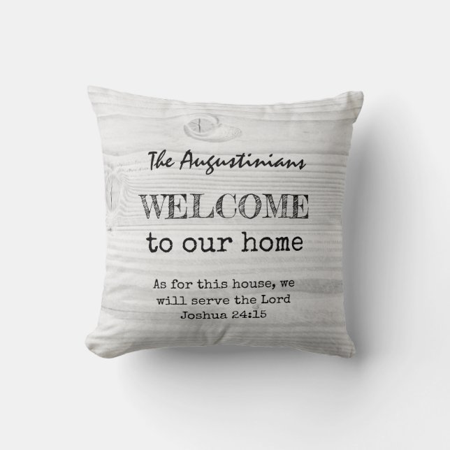 Rustic Christian WELCOME Throw Pillow (Front)