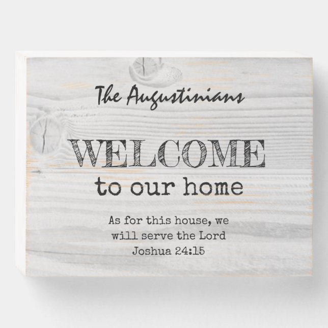 Rustic Christian WELCOME Wooden Box Sign (Front Horizontal)