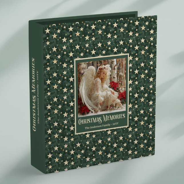 Rustic Christmas Angel Red Green Gold Memory Album 3 Ring Binder (Rustic Christmas Angel Red Green Gold Memory Albums)