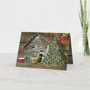 Rustic Christmas At The Chicken Coop Holiday Card