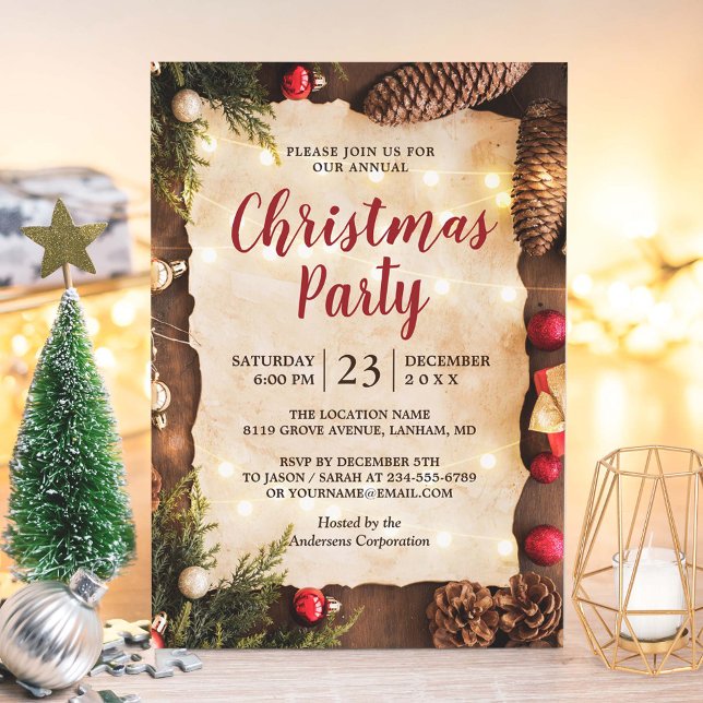 Rustic Christmas Atmosphere Lights Holiday Party Invitation (Creator Uploaded)