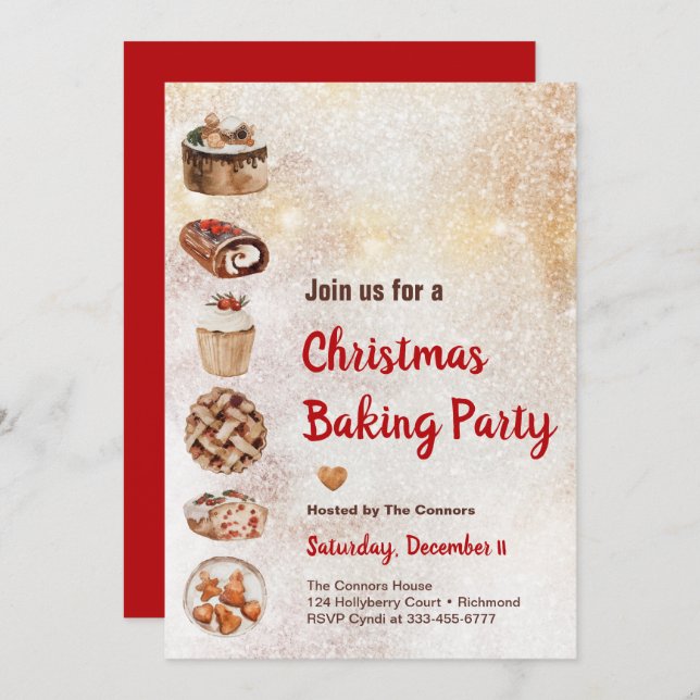 Rustic Christmas Baking Party Invitation (Front/Back)